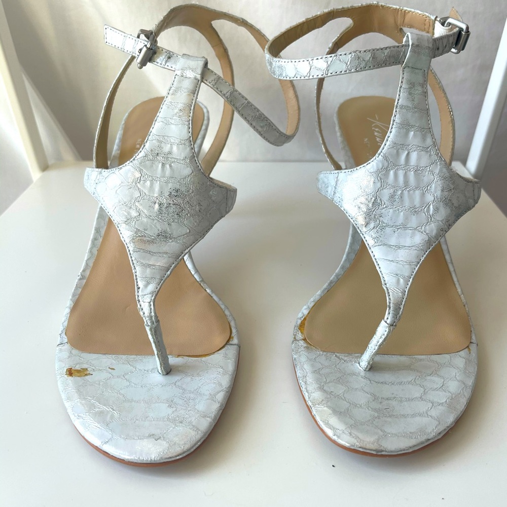 Silver Faux Snakeskin Strappy Heels
